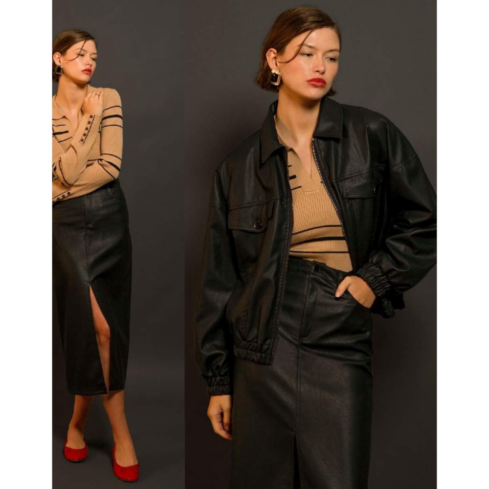 Greylin Faux Leather Bomb jacket Size Small